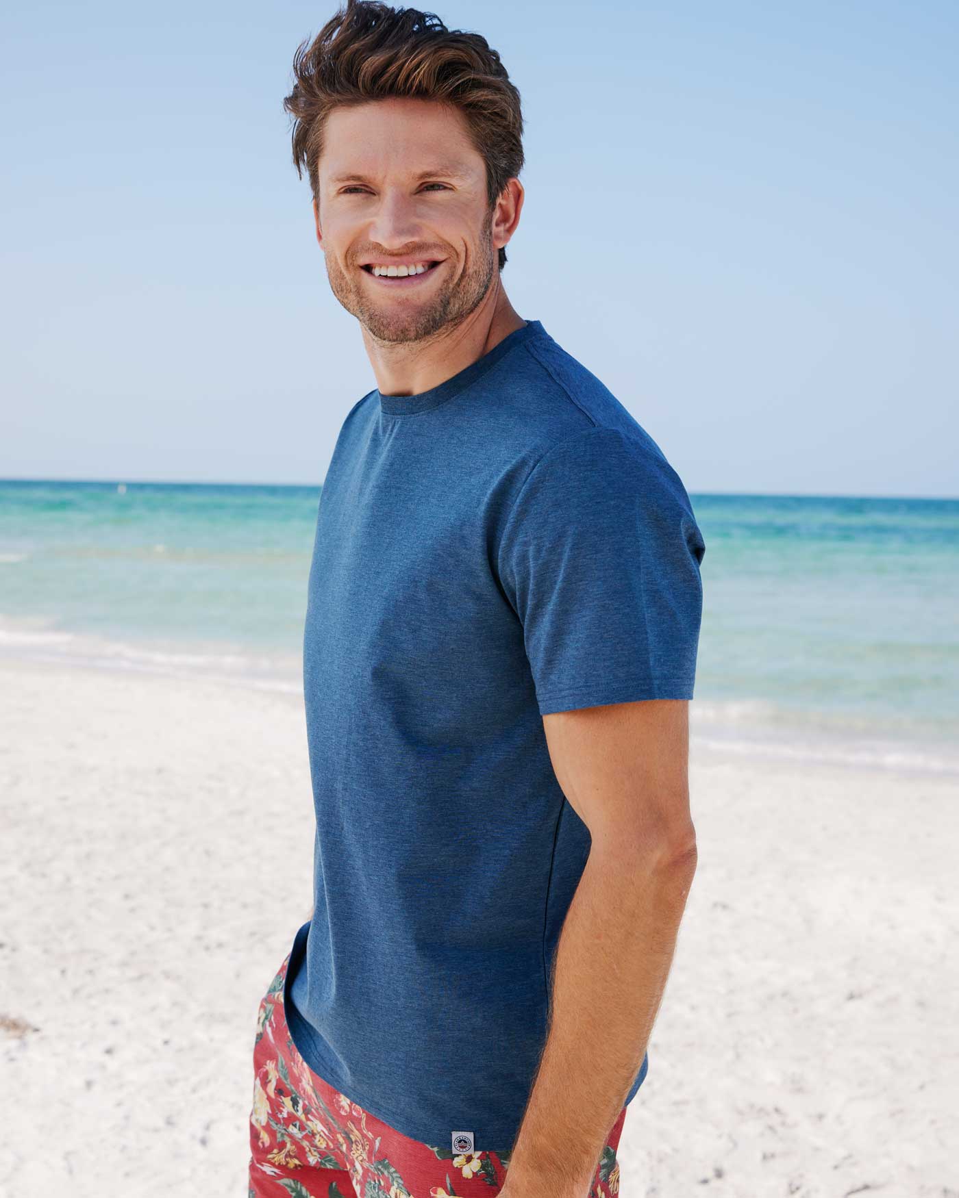 Flag and Anthem Essential Stretch Crewneck Tee - Navy Heather