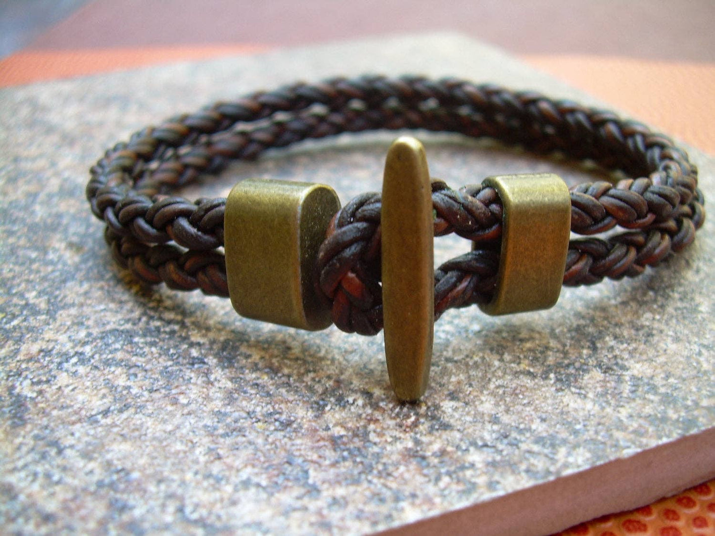 Braided Leather Cuff Bracelet - Dark Brown | Fits a wrist of 8