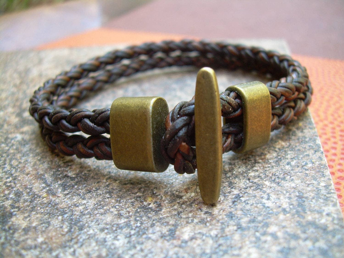 Braided Leather Cuff Bracelet - Dark Brown | Fits a wrist of 7