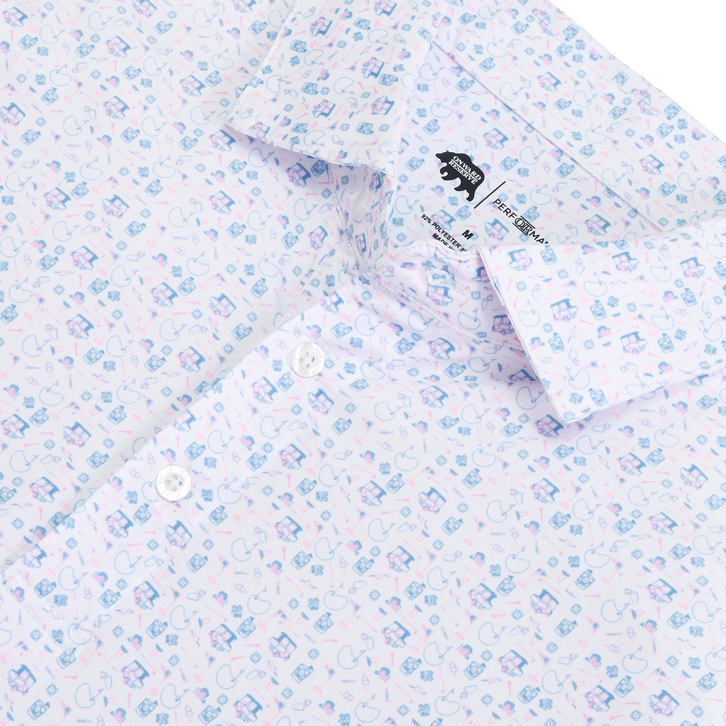 Onward Reserve 19th Hole Printed Performance Polo - Flamingo Plume