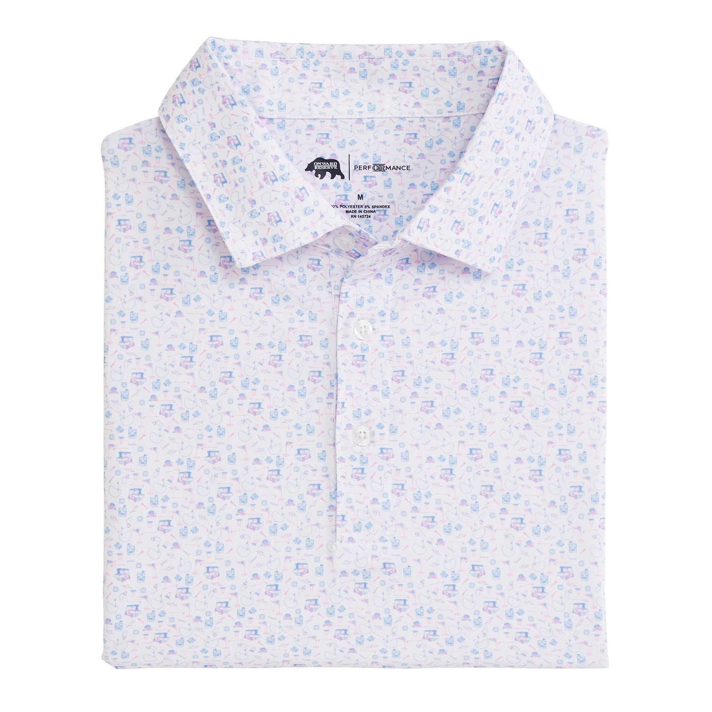 Onward Reserve 19th Hole Printed Performance Polo - Flamingo Plume
