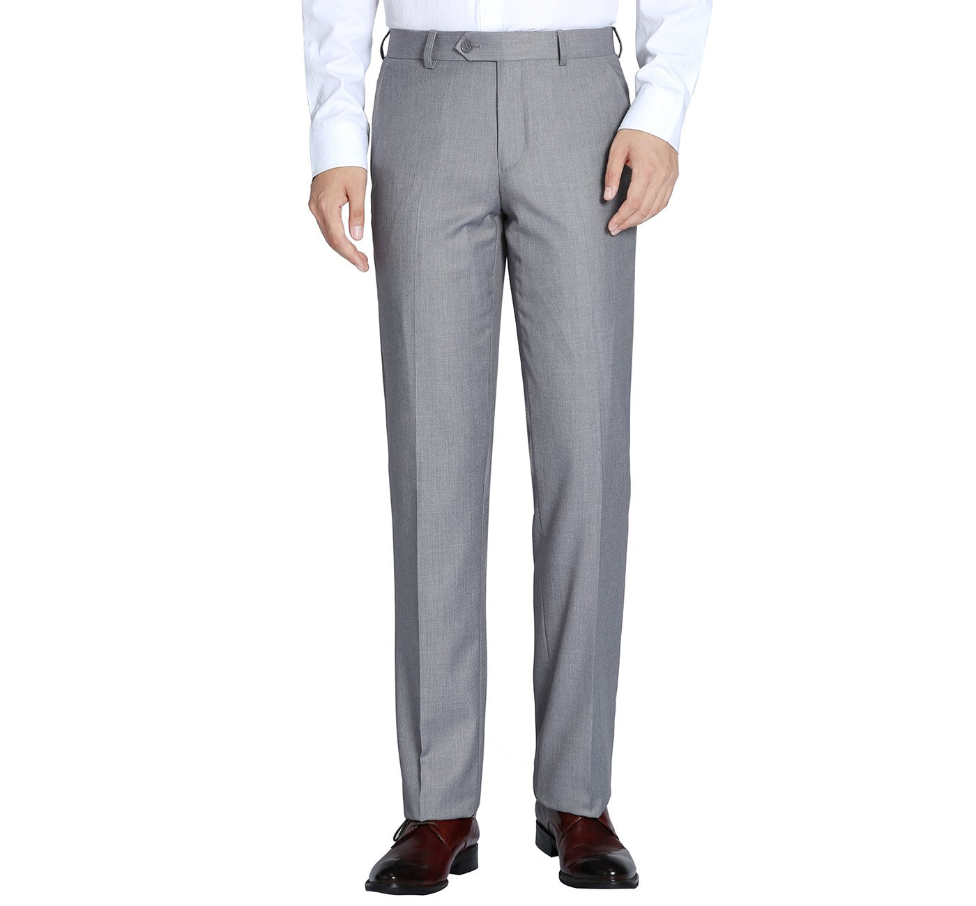 Men's Slim Fit Flat Front Dress Pant - Grey