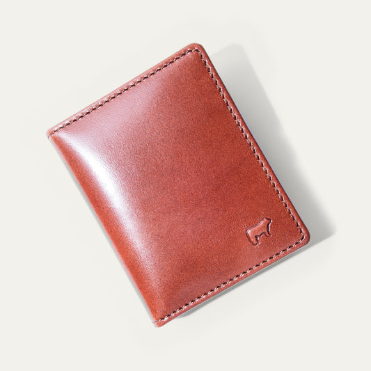 Italian Glazed Calf Skin Front Packet Wallet - Whiskey