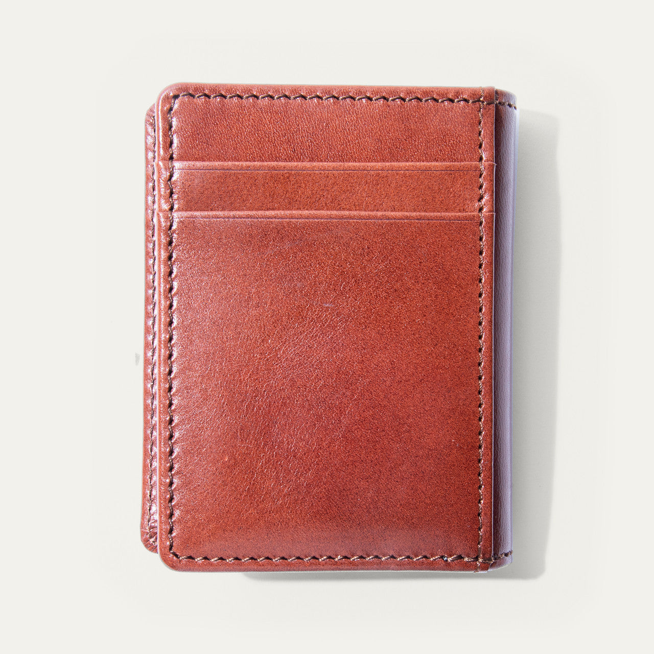 Italian Glazed Calf Skin Front Packet Wallet - Whiskey