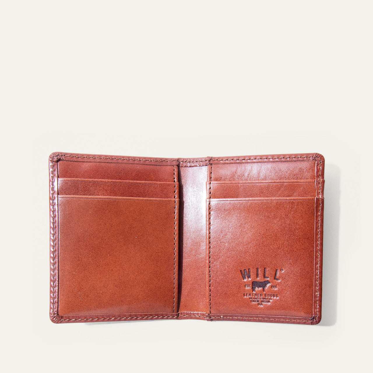 Italian Glazed Calf Skin Front Packet Wallet - Whiskey