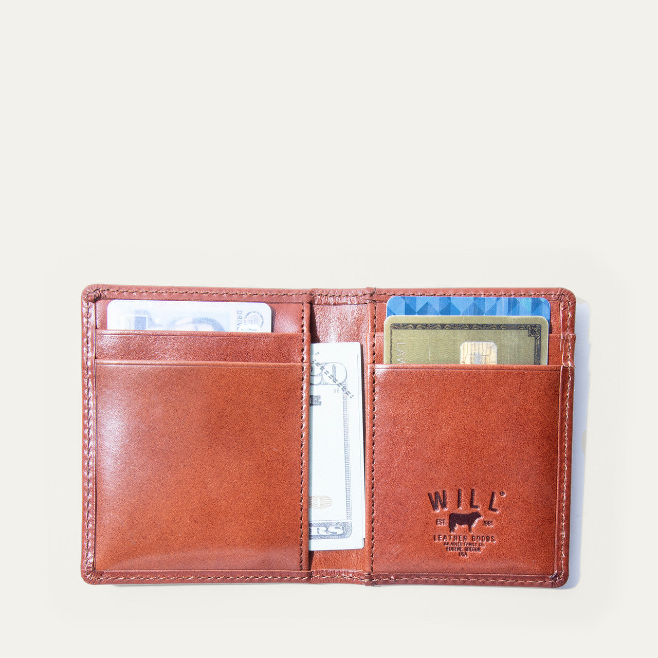 Italian Glazed Calf Skin Front Packet Wallet - Whiskey
