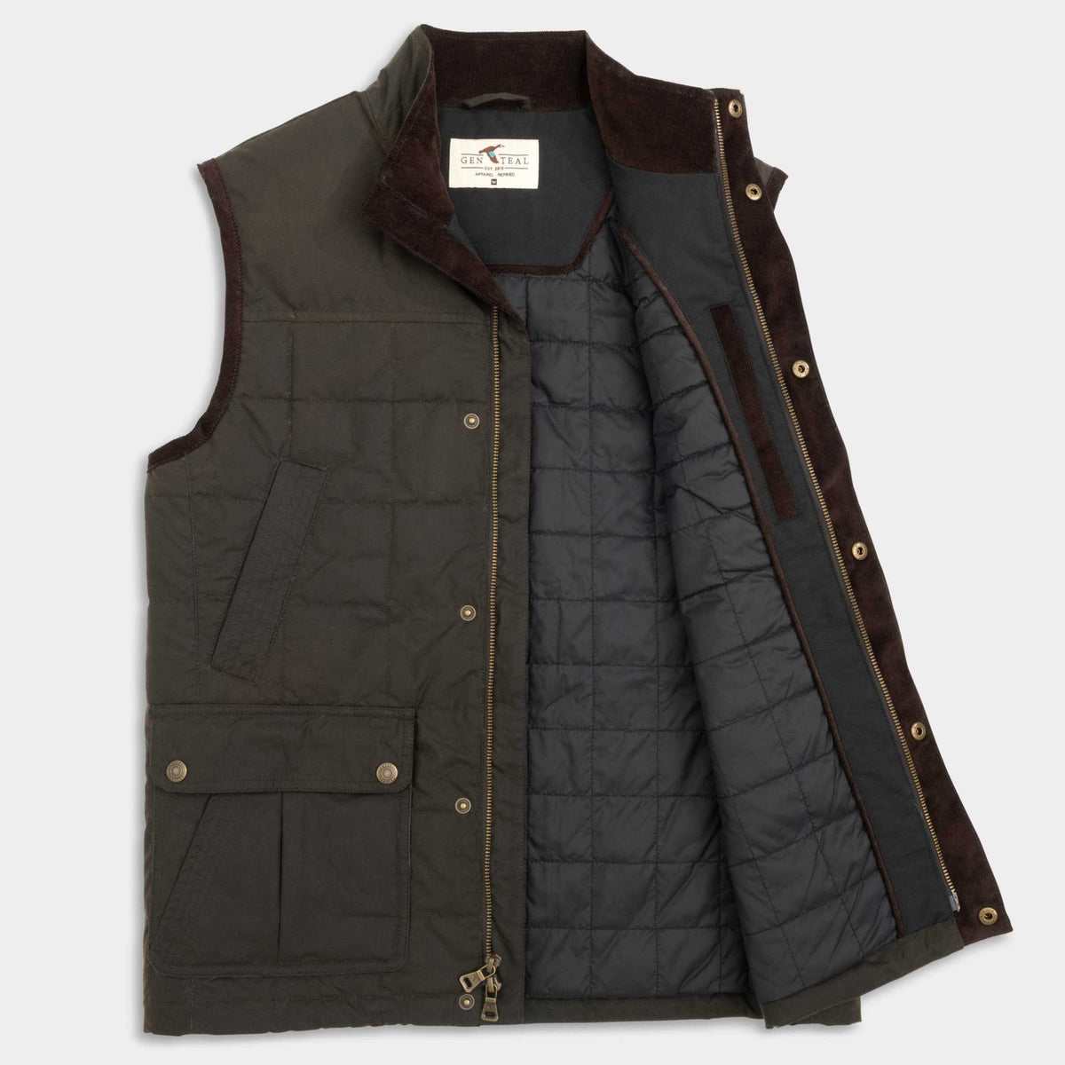 Genteal Chocolate Merritt Waxed Cotton Vest - Roosters Supply Company