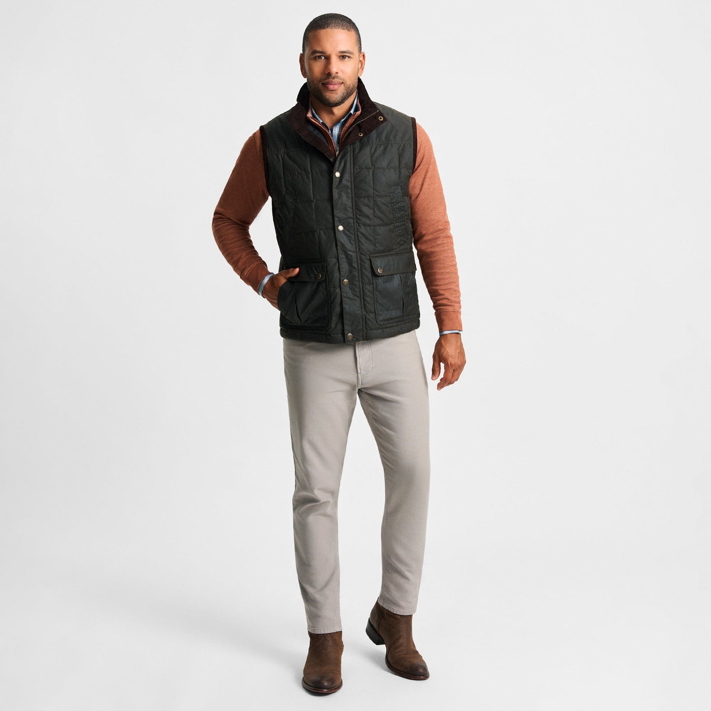 Genteal Chocolate Merritt Waxed Cotton Vest