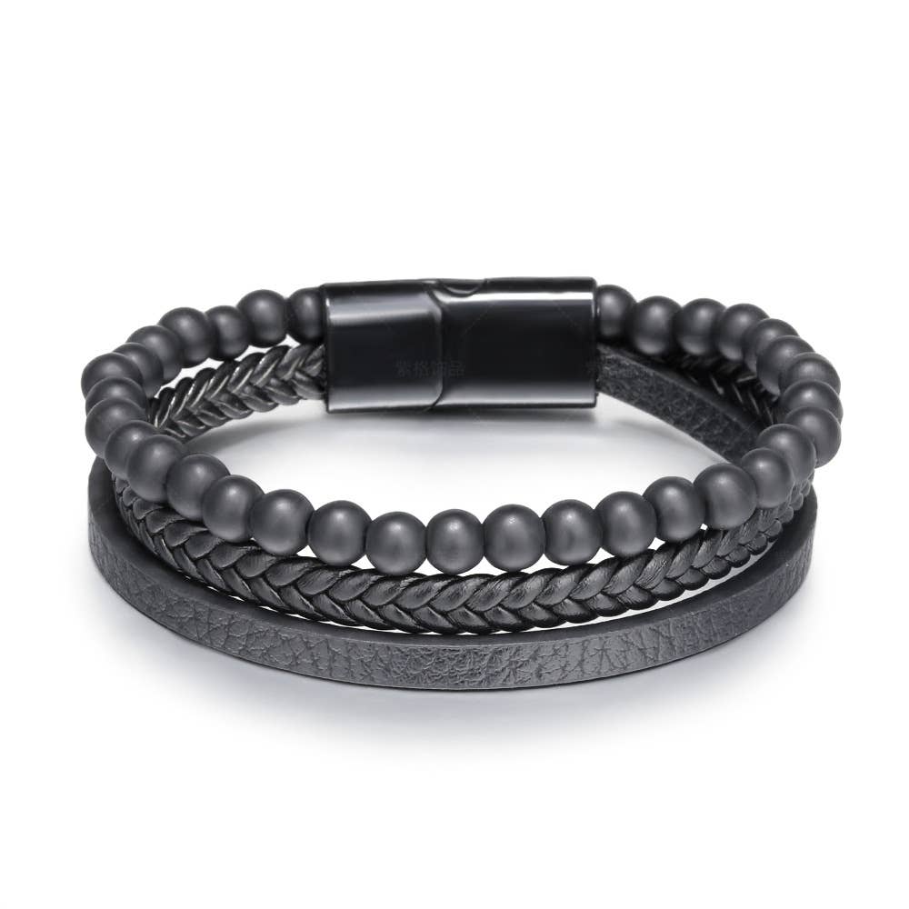 Gemstone Men's Leather Bracelets - Tigers Eye