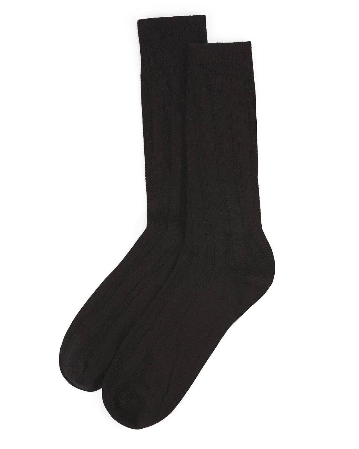 Bamboo Black Woven Ribbed Socks Black