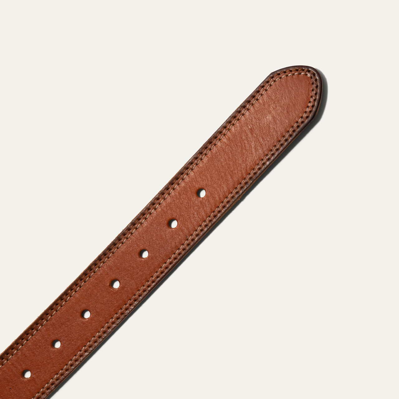 Double Stitch Vegetable Tanned Leather Belt - Cognac