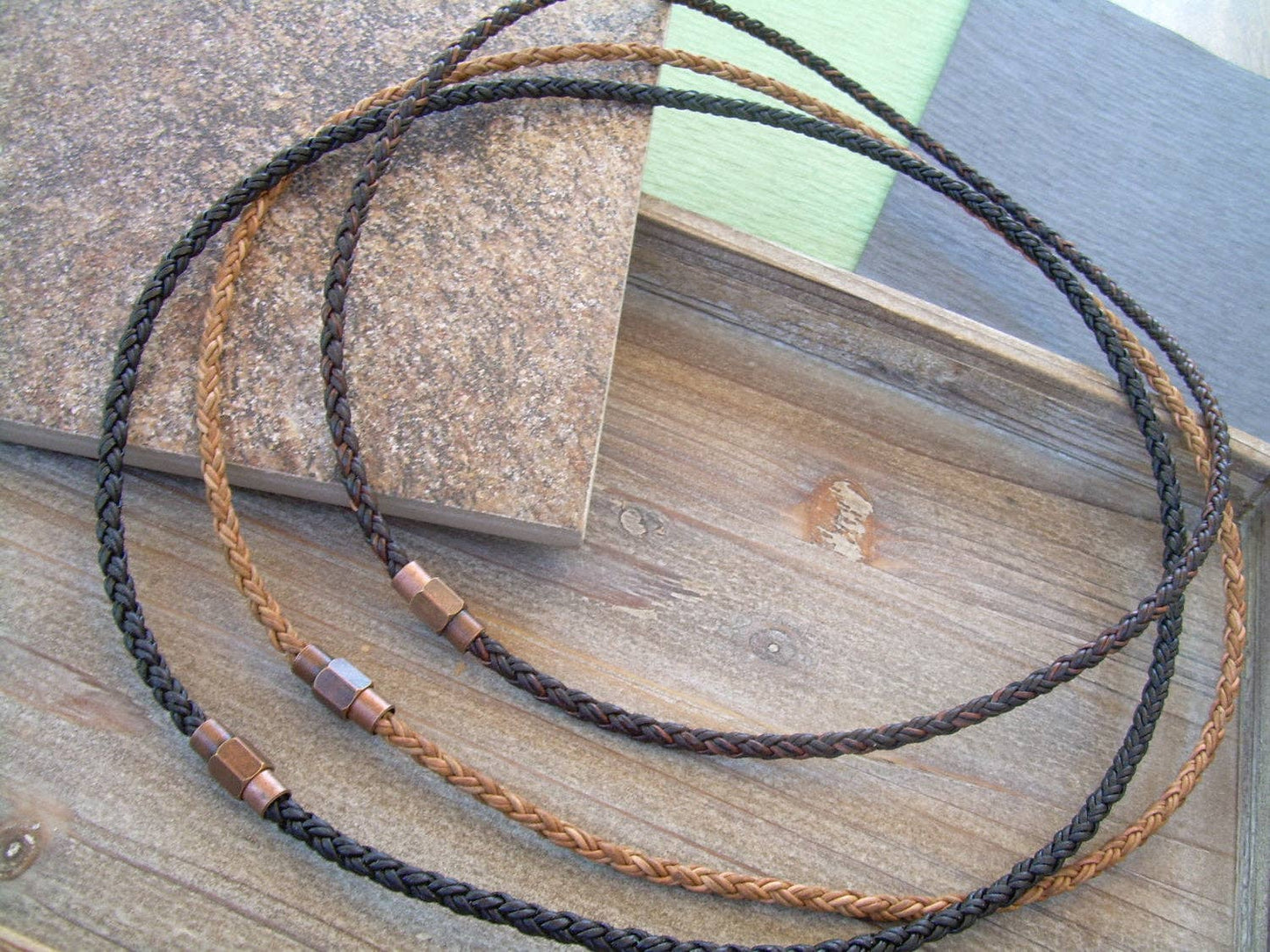 Braided Leather Necklace - Dark Brown / 20 in.