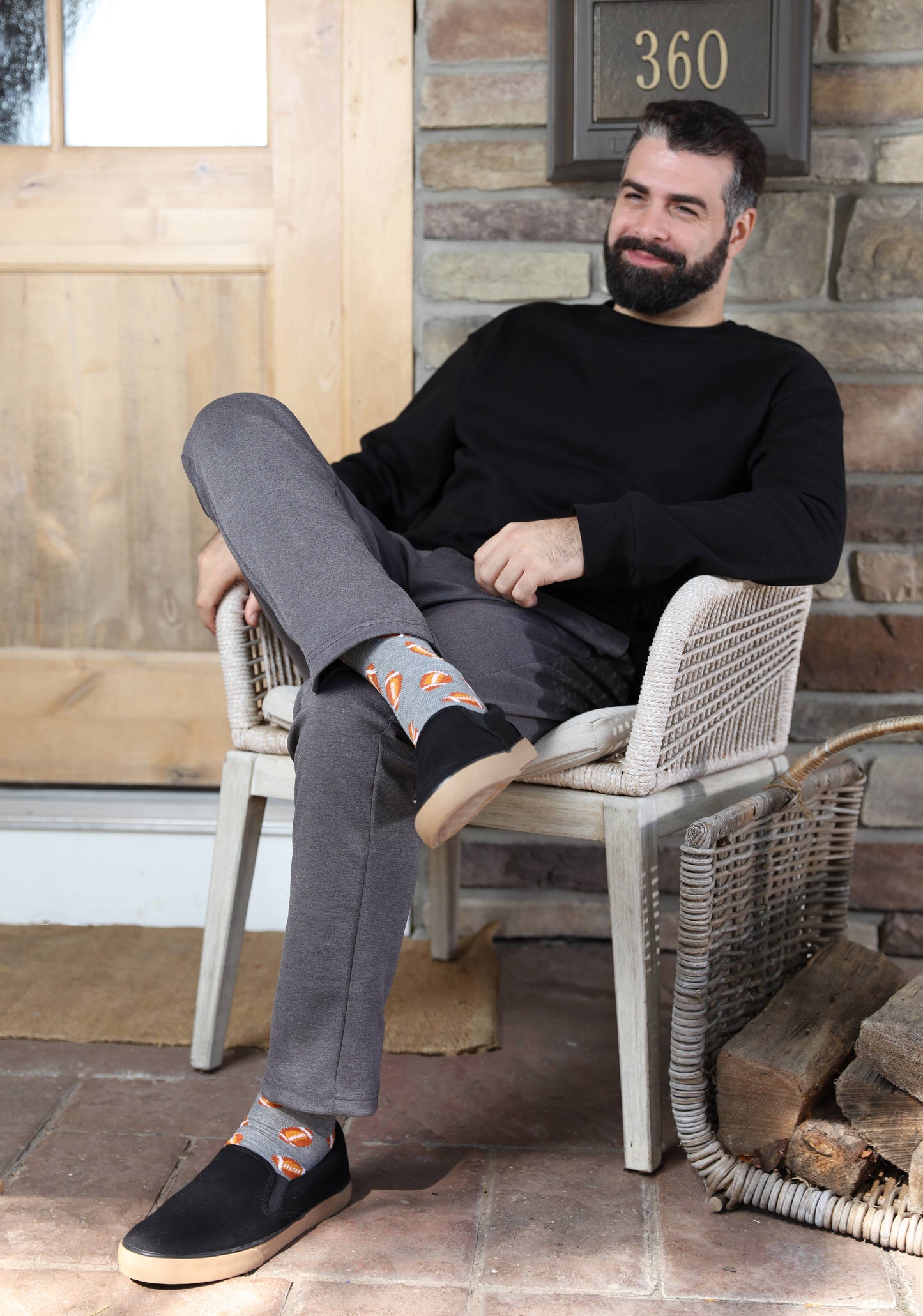 Football Bamboo Blend Crew Socks