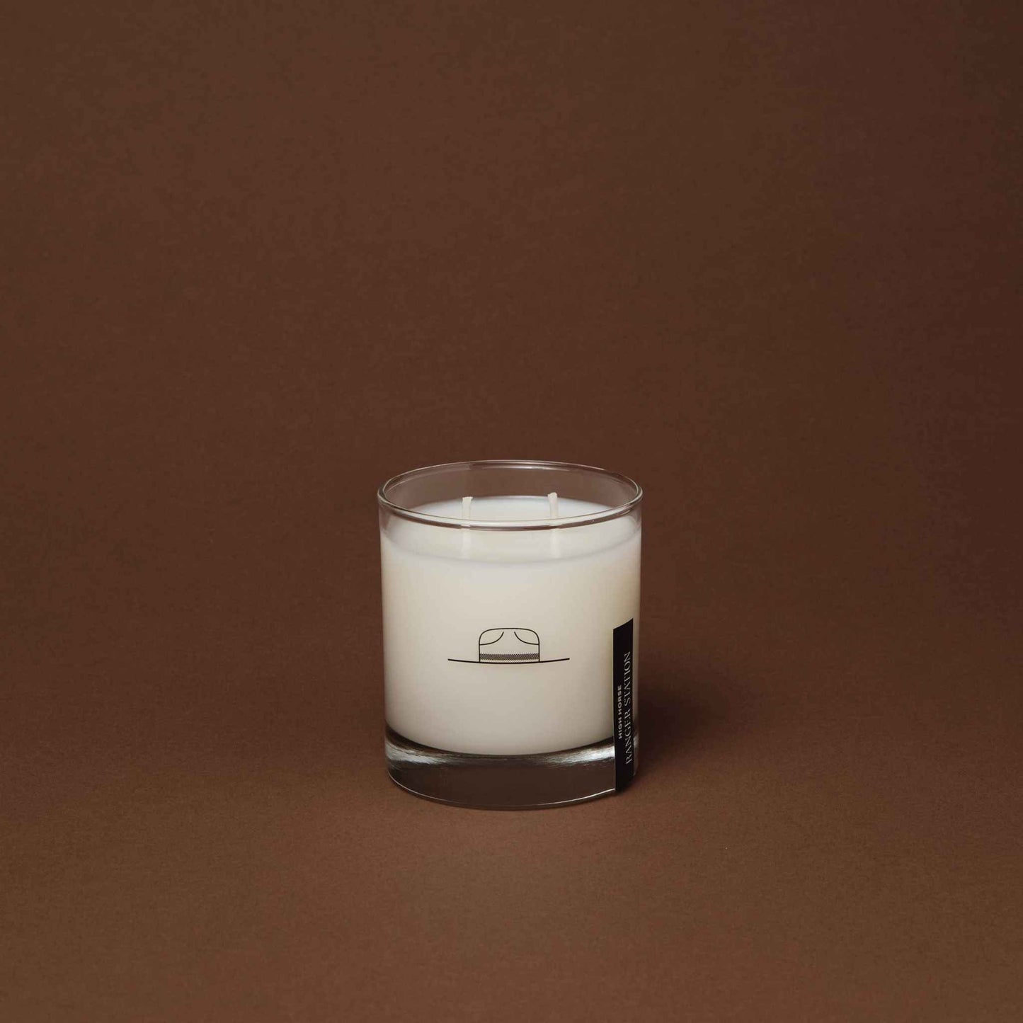 High Horse Candle in clear glass with soy wax, citrus and cedarwood scent, 8 oz, hand-poured with 40-hour burn time