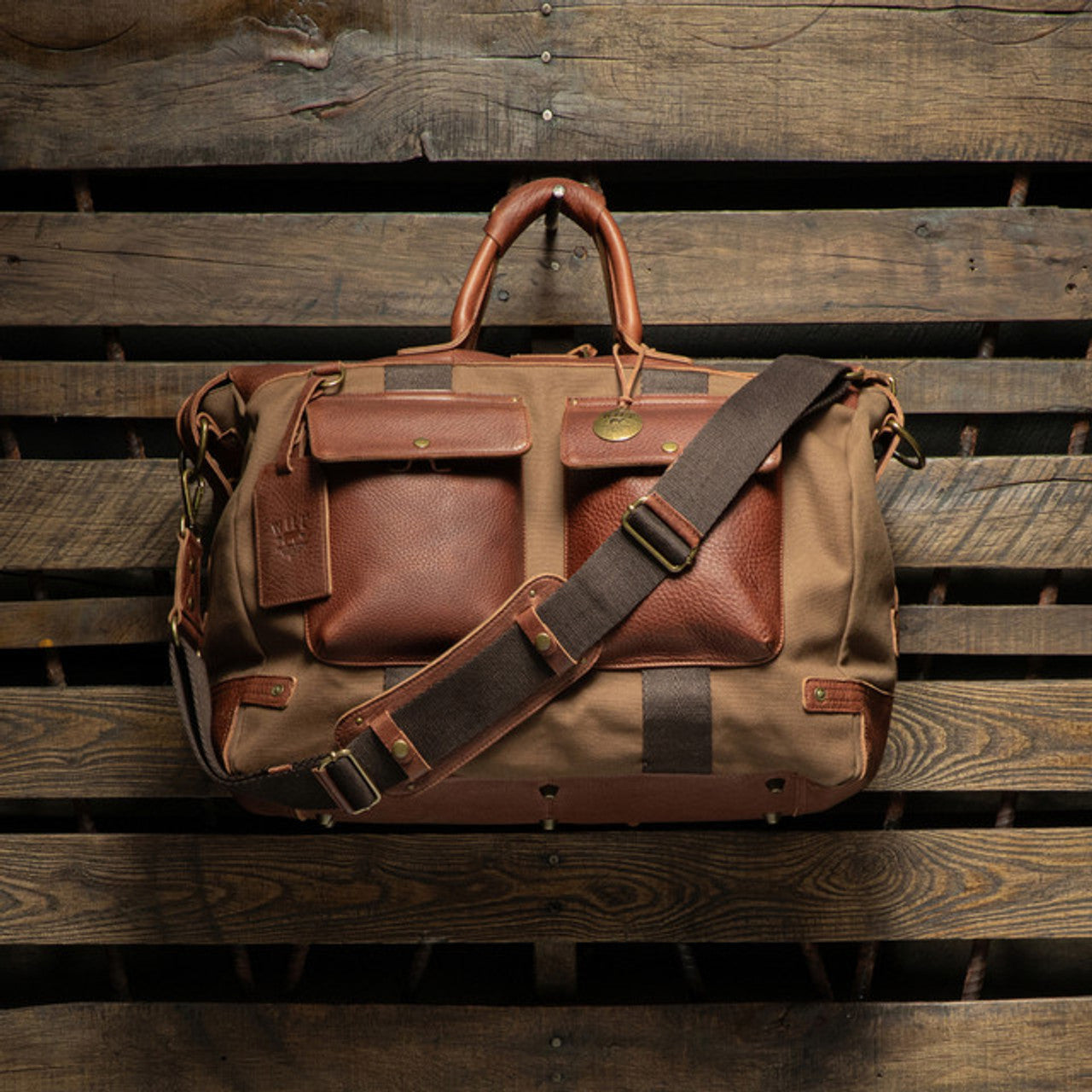 Canvas & Leather Travel Duffle - Tobacco/Cognac