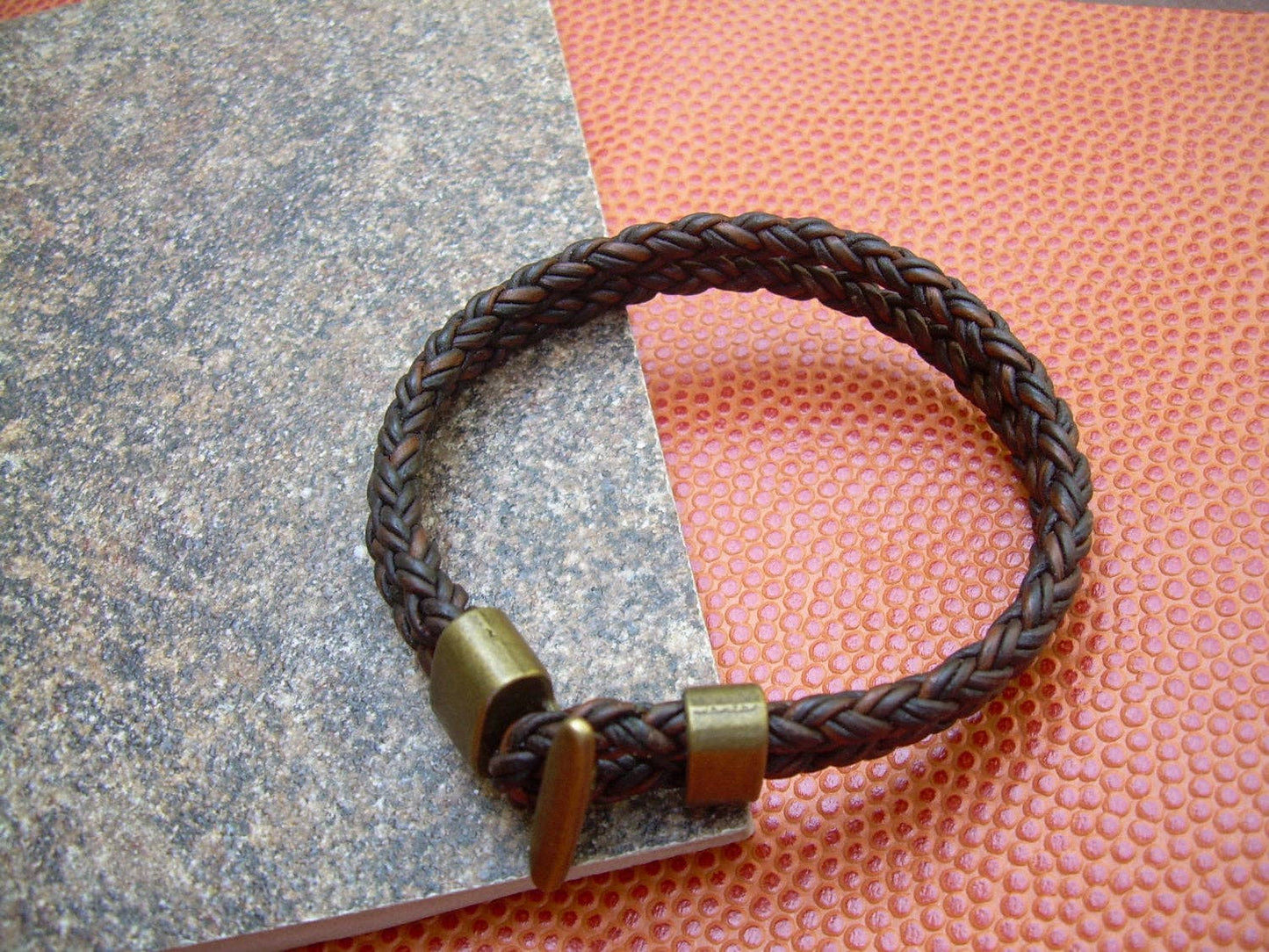 Braided Leather Cuff Bracelet - Dark Brown | Fits a wrist of 7