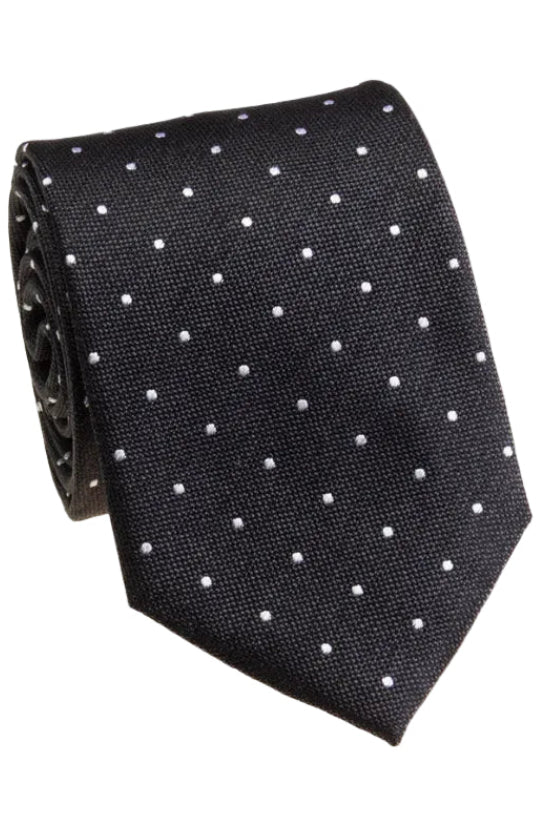 Neck Tie | Polka | Black)