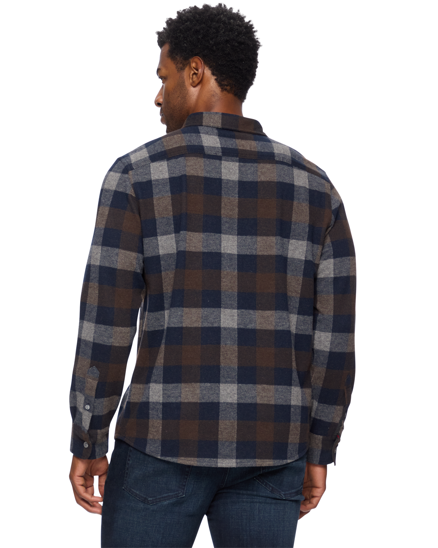 Flag and Anthem Hero Stretch Flannel Shirt - Navy/Brown