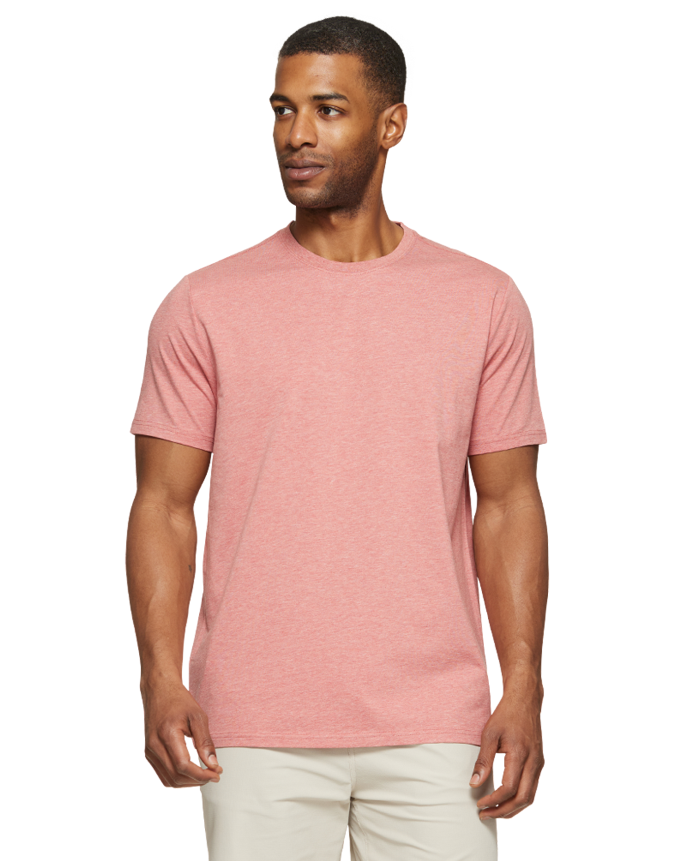 Flag and Anthem Essential Stretch Crewneck Tee - Coral Heather