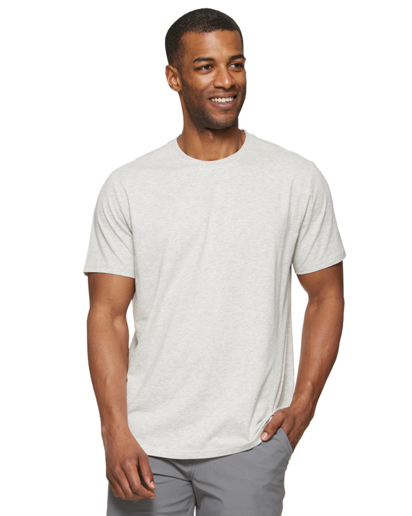 Flag and Anthem Essential Stretch Crewneck Tee - Light Grey Heather