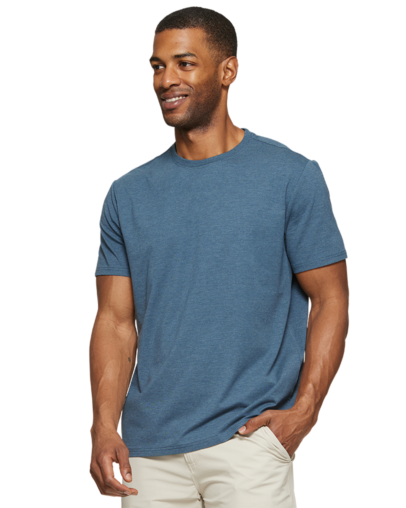 Flag and Anthem Essential Stretch Crewneck Tee - Navy Heather