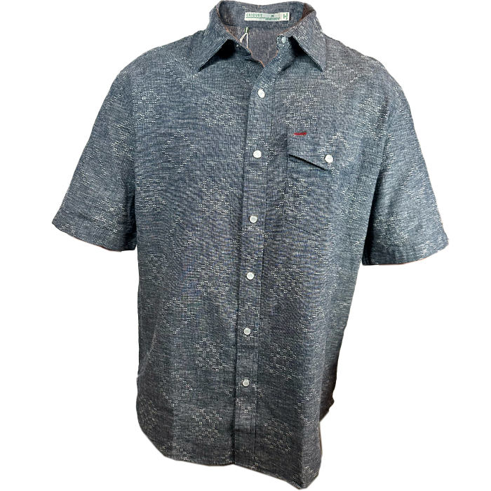 Criquet Short Sleeve Pearl Snap Chambray - Navy