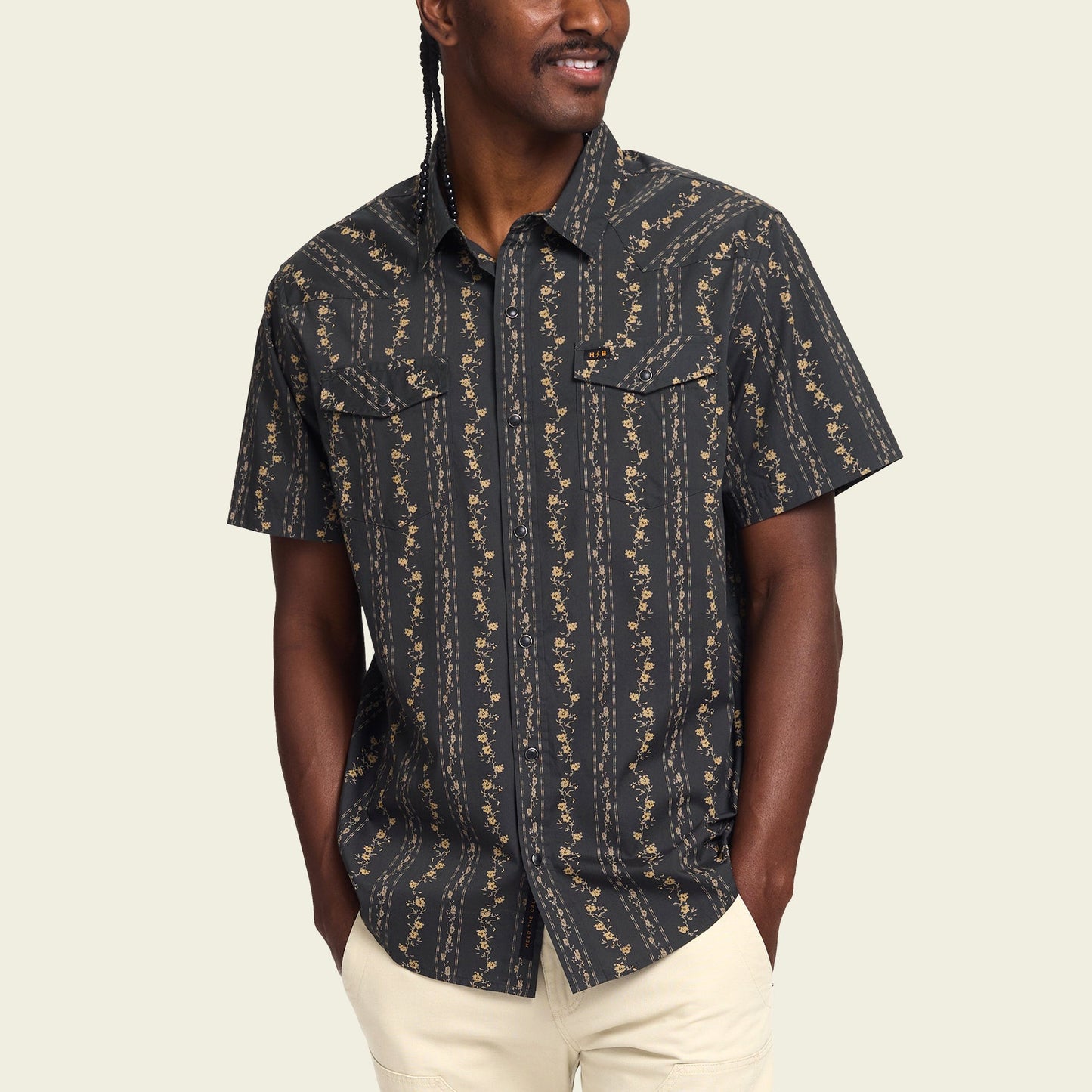 Howler Bros H Bar B Hibiscus Ribbons Snap Shirt - Black