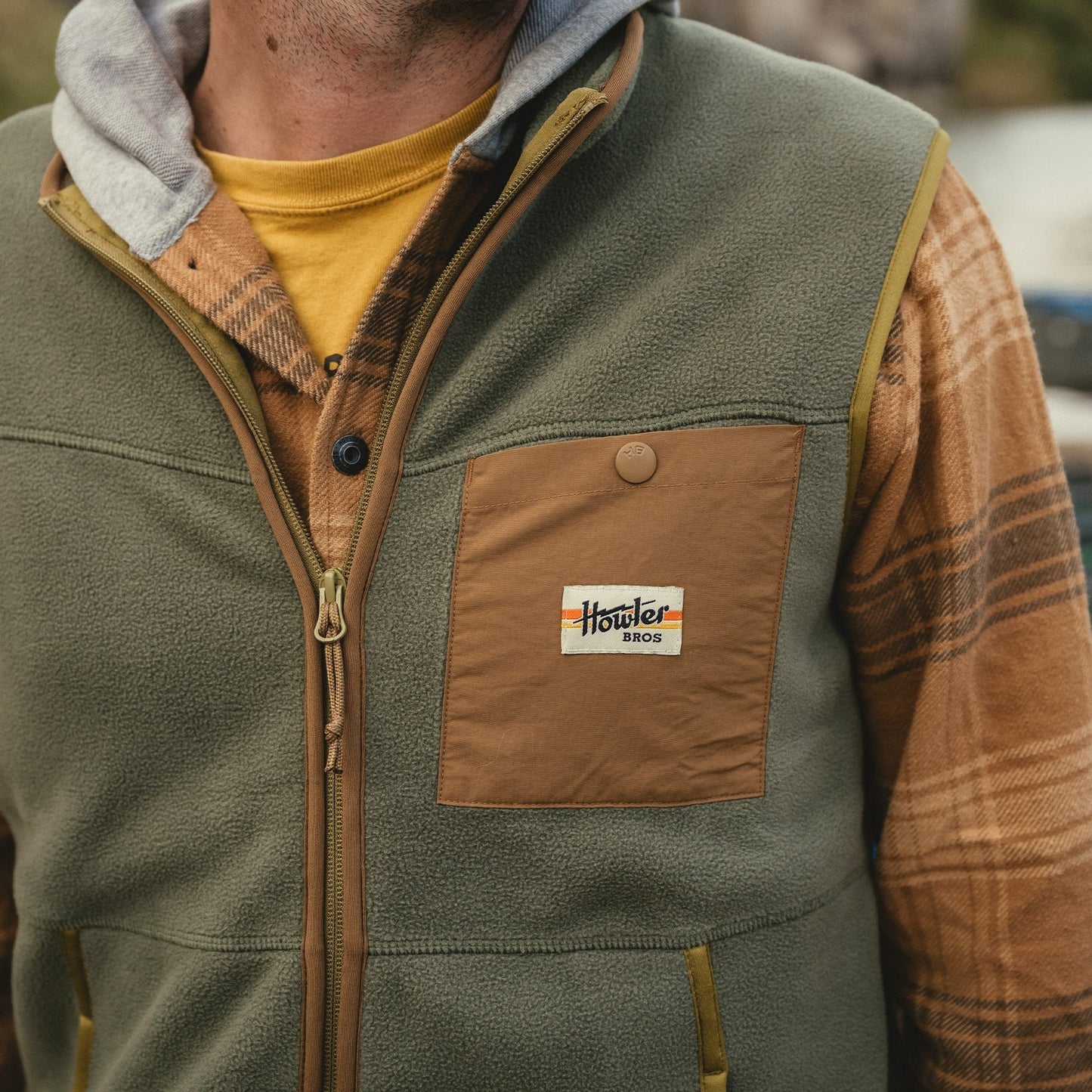 Howler Bros Free Range Fleece Vest - Oregano