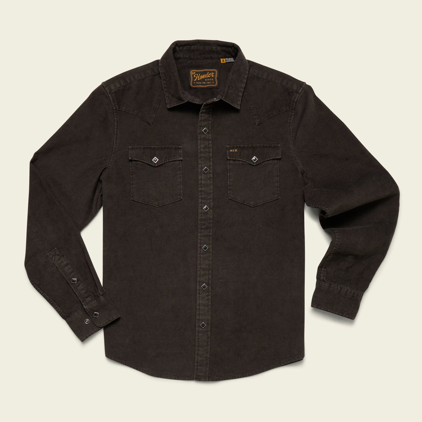 Howler Bros Banning Corduroy Snapshirt - Antique Black