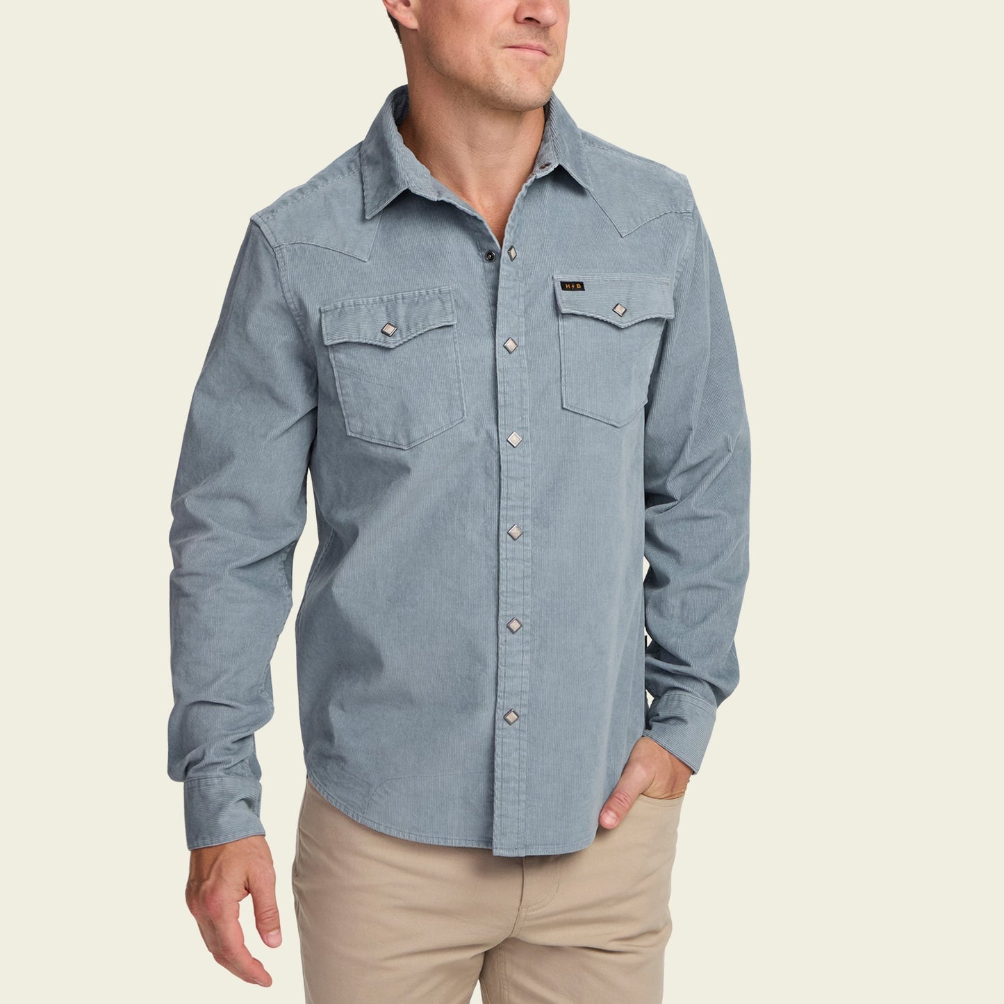 Howler Bros Banning Corduroy Snapshirt - Iron Blue