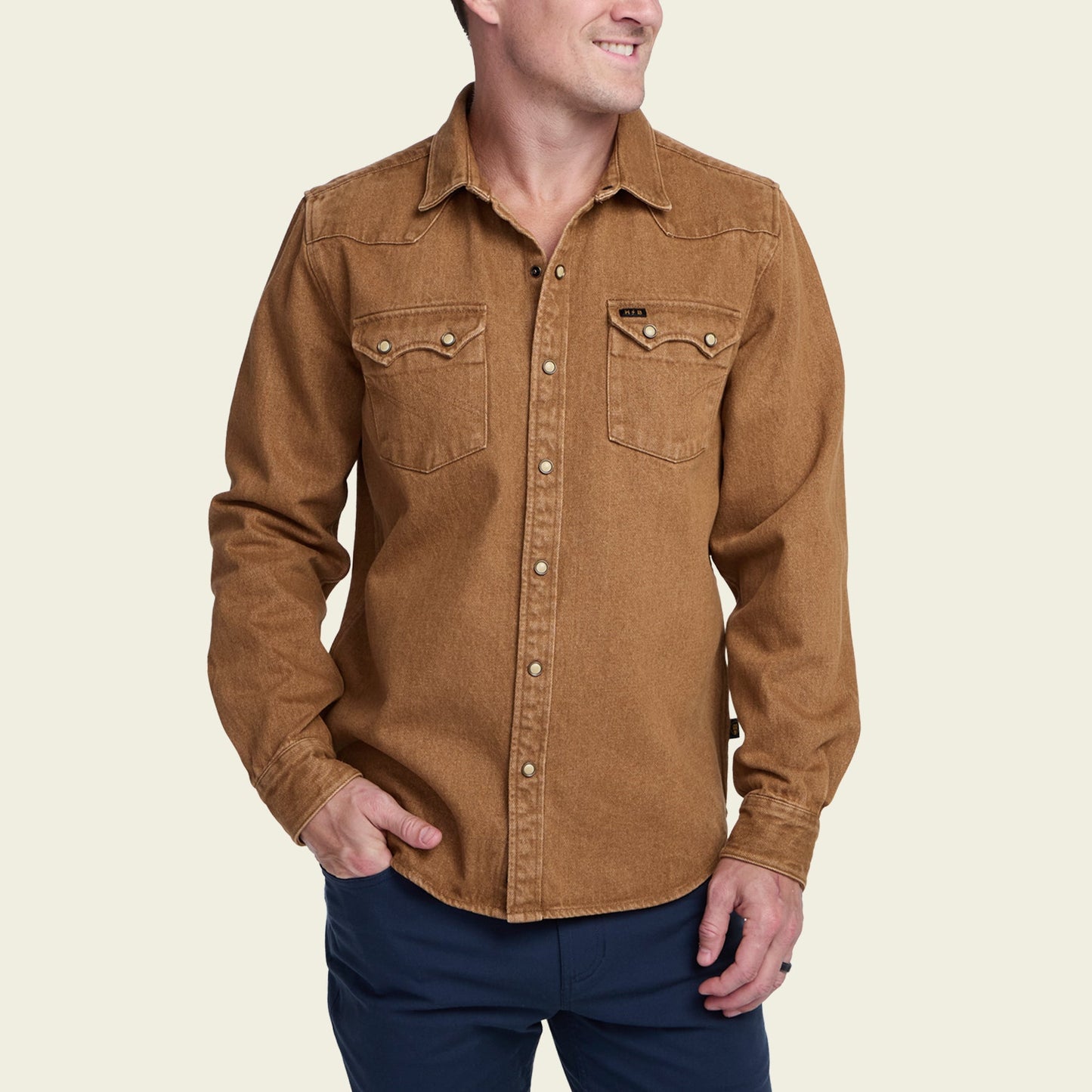 Howler Bros Dust Up Denim Snapshirt - Owens Oaker Wash