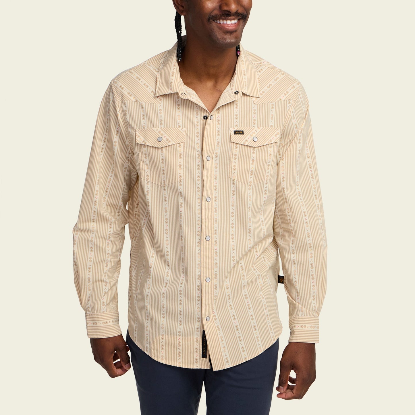 Howler Bros H Bar B B-Tech Long Sleeve - MOSQUERO STRIPE : BROWN RICE