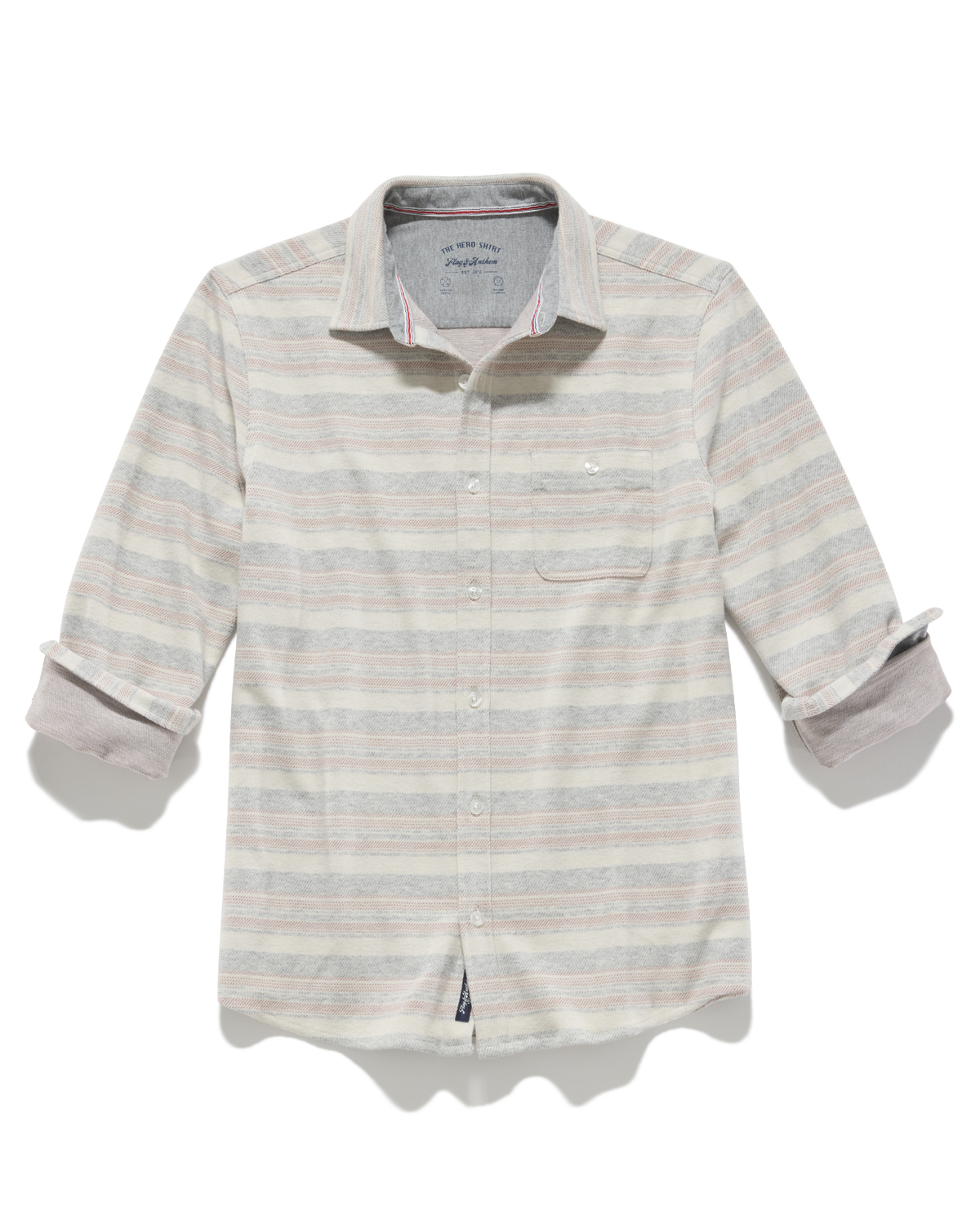 Flag and Anthem | Luverne LS Striped Hero Knit Flannel | Cream/Grey