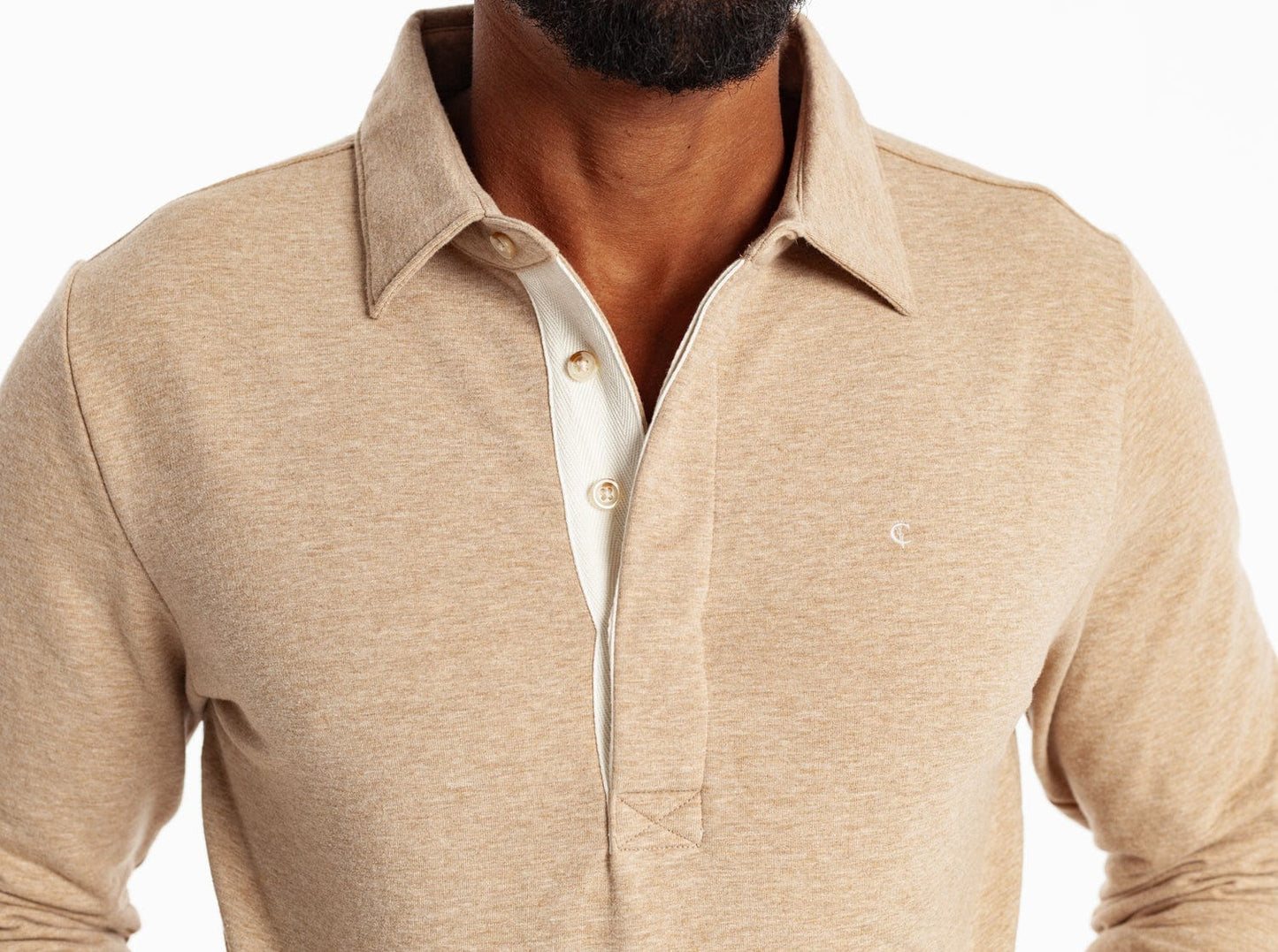 Criquet Terry Collared Sweatshirt - Heather Camel