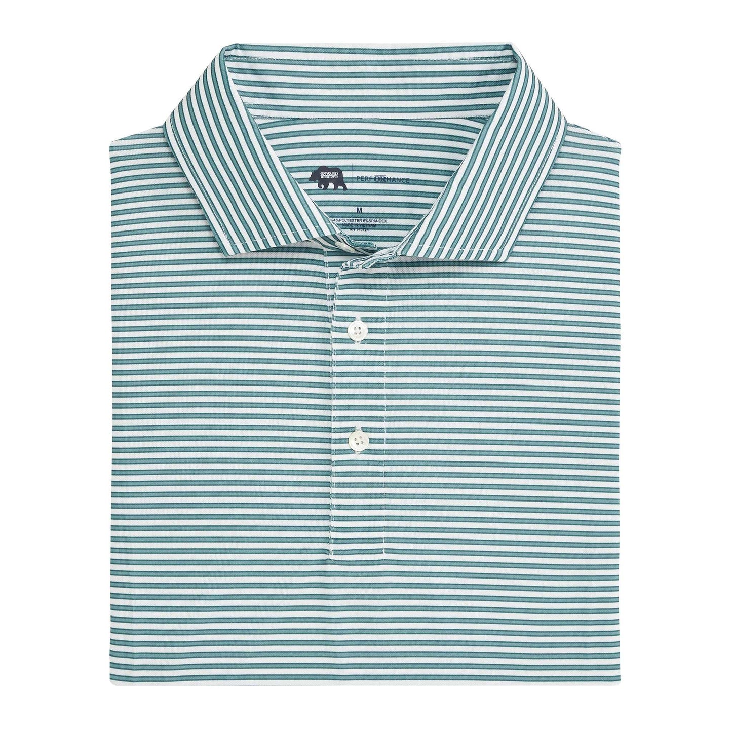 Onward Reserve Guide Stripe Performance Pique Polo- Mallard Green
