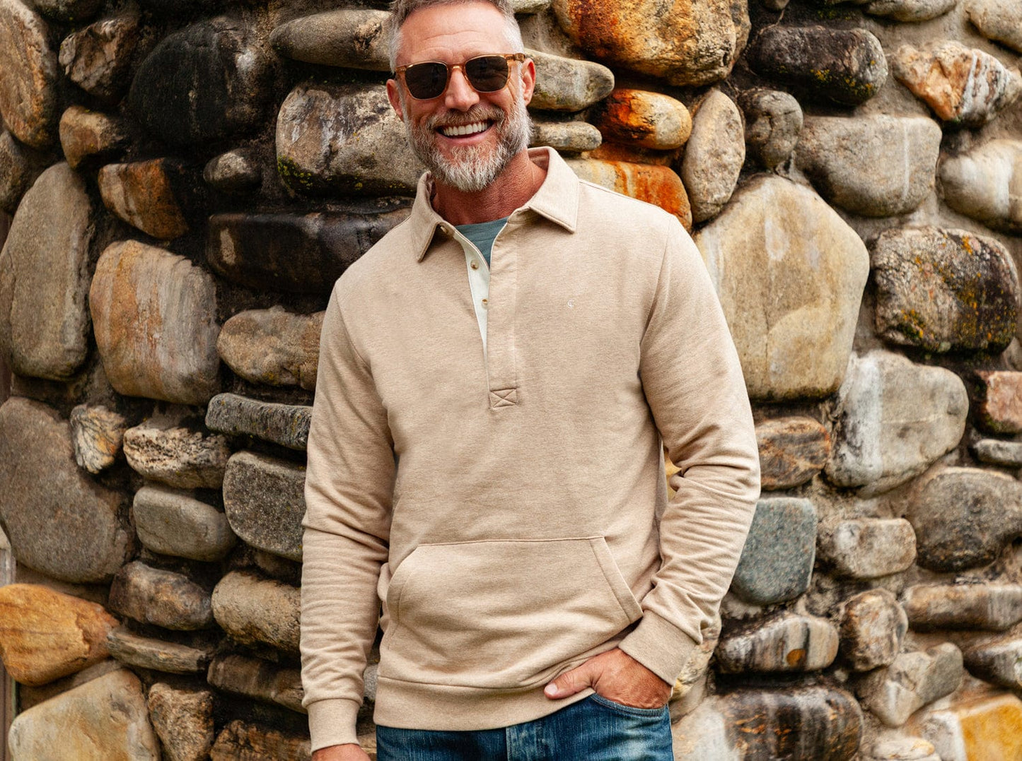 Criquet Terry Collared Sweatshirt - Heather Camel