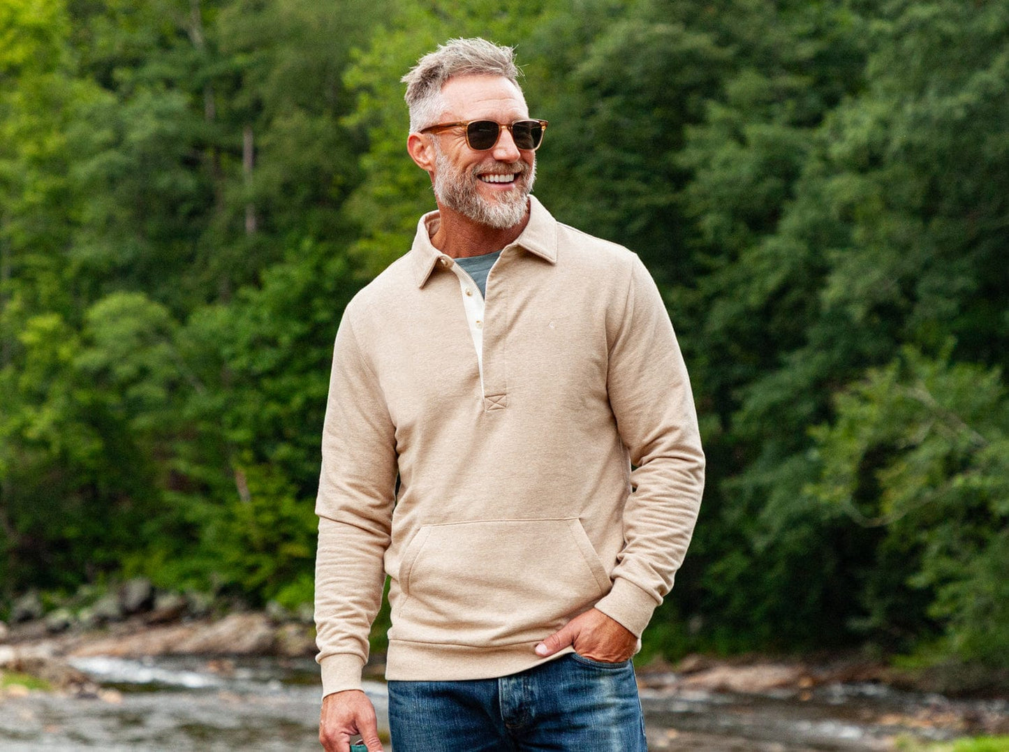 Criquet Terry Collared Sweatshirt - Heather Camel