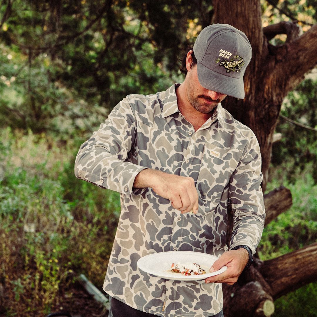 Marsh Wear | Lenwood Tech Long Sleeve Shirt | Khaki Mallard Camo