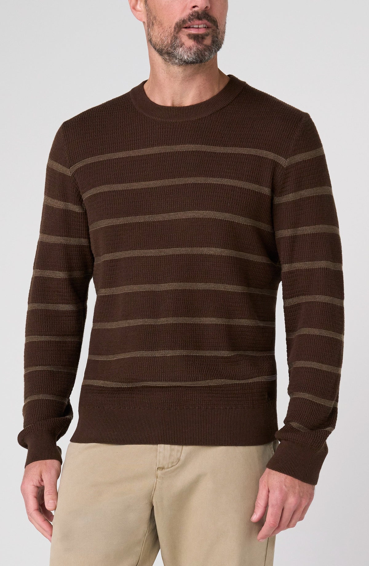 Liverpool Los Angeles | Long Sleeve Crew Neck Stripe Sweater | Brown & Dark Wheat