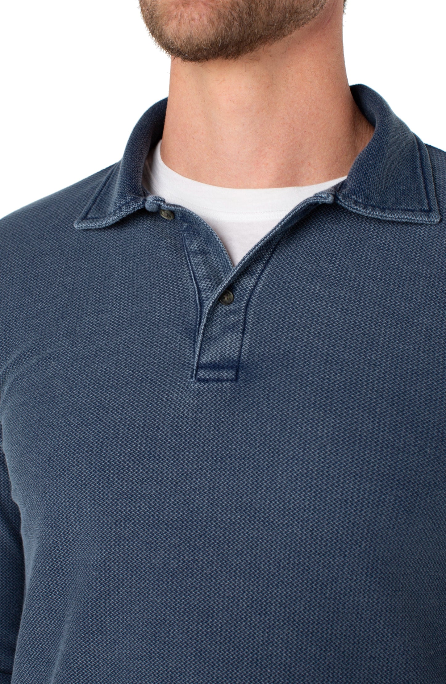 Liverpool Los Angeles Long Sleeve Knit Polo - Navy