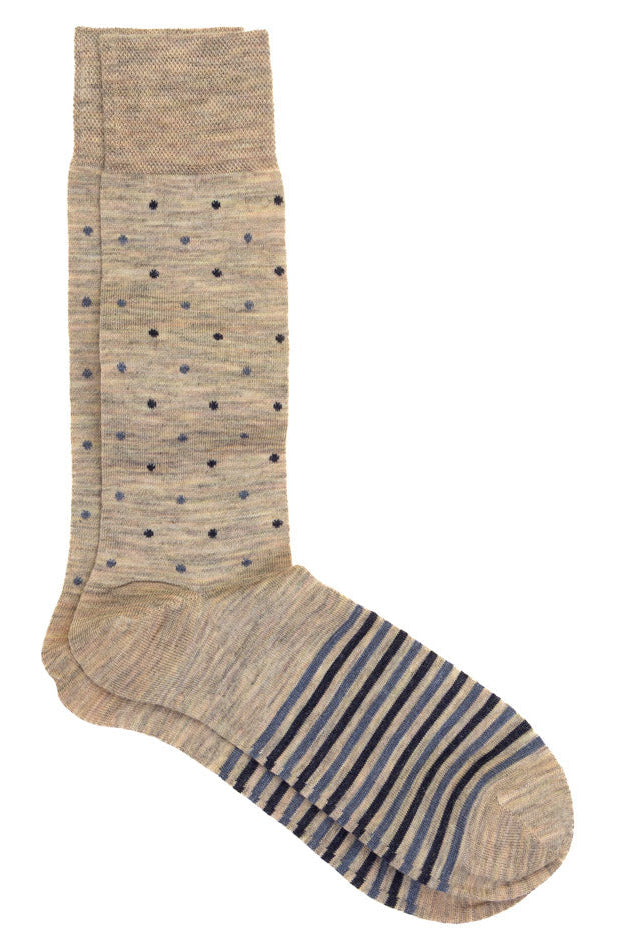 Socks | Spot & Stripe | Oat & Navy | Geoff Nicholson Collection