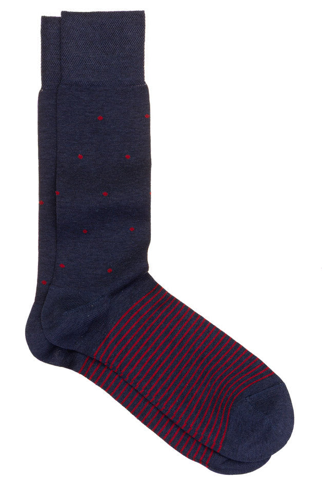 Socks | Spot & Stripe | Navy & Red | Geoff Nicholson Collection