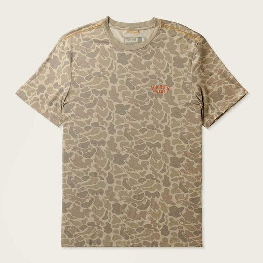 Marsh Wear Khaki Mallard Camo Stackhouse Hagood Tee with UPF 40, quick dry, moisture wicking, and DWR stain resistant fabric
