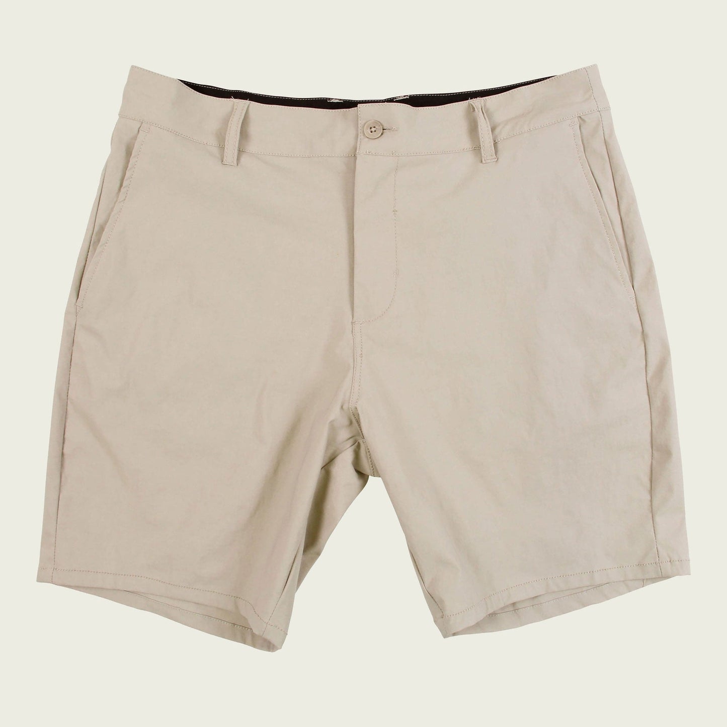 Marsh Wear Prime Short in khaki, durable stretch nylon, dual front pockets, zippered back pocket.