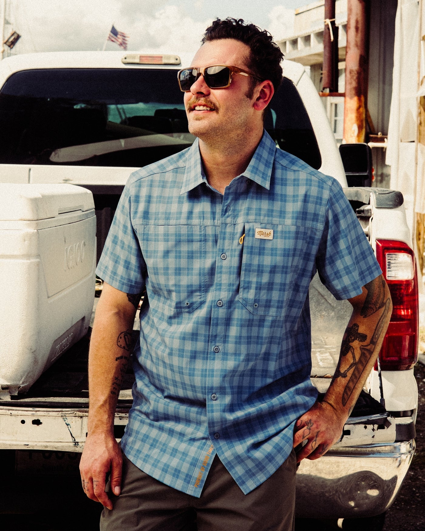 Marsh Wear | Lenwood Tech Shirt | Blue Heaven