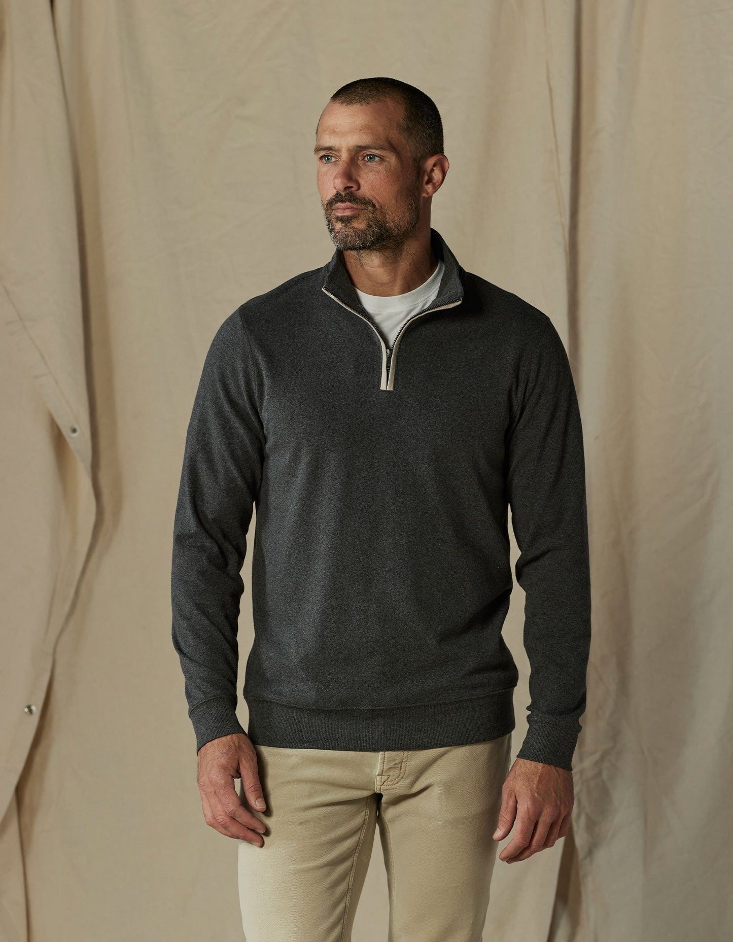 The Normal Brand Puremeso Weekend Quarter Zip - Charcoal