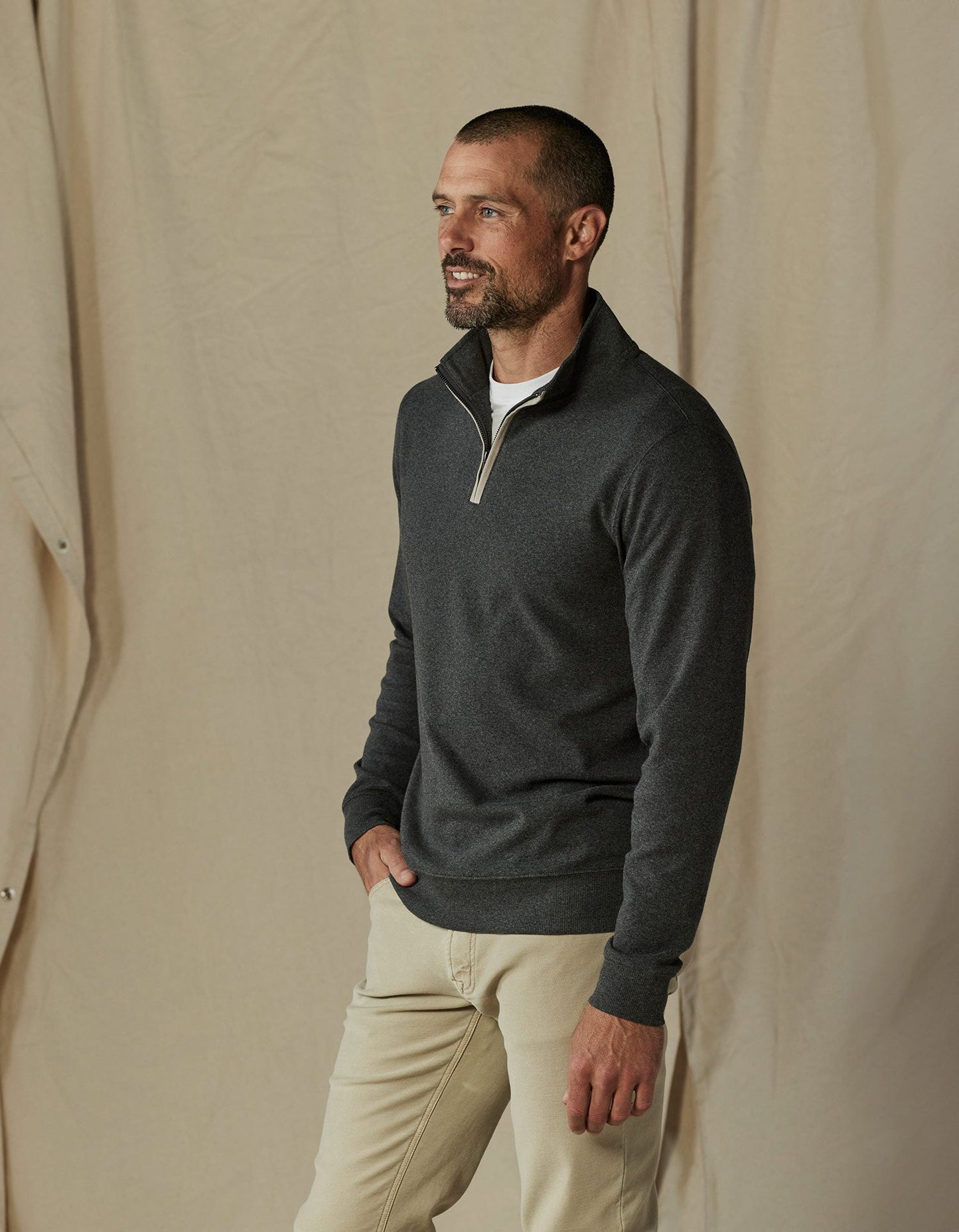 The Normal Brand Puremeso Weekend Quarter Zip - Charcoal