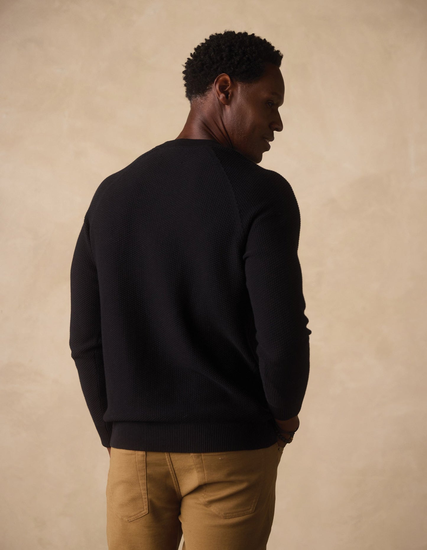 The Normal Brand COOLMAX® Textured Sweater Henley in Black
