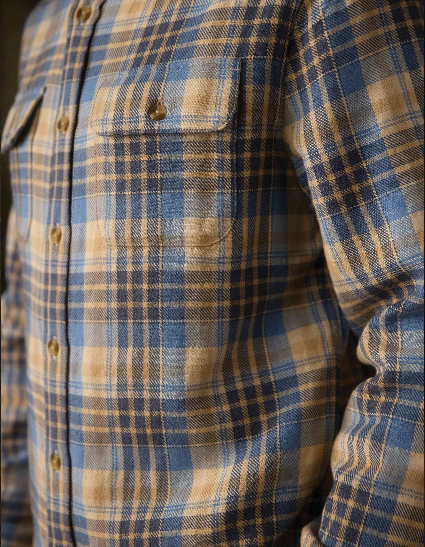 The Normal Brand Mountain Overshirt in Vintage Blue Plaid