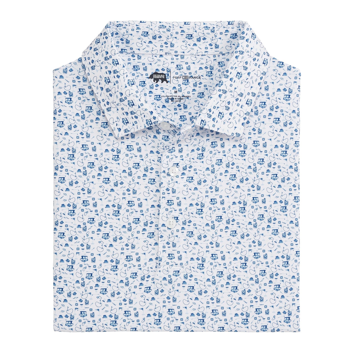 Onward Reserve 19th Hole Printed Performance Polo - Ensign Blue